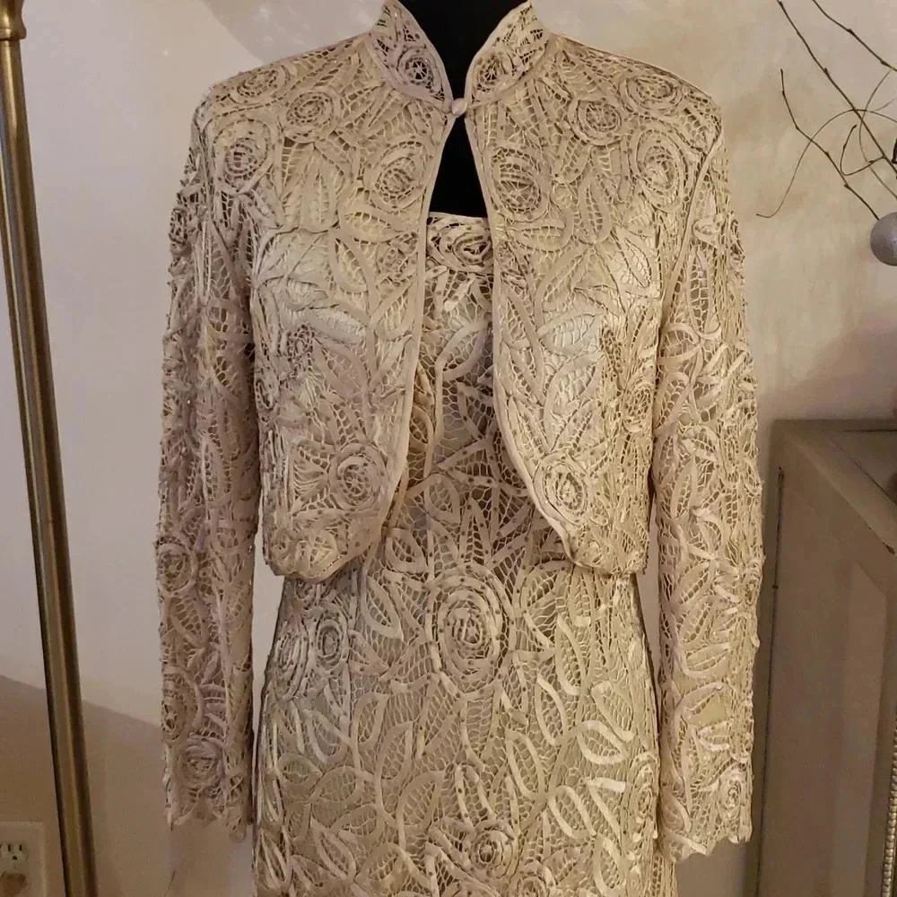 SOULMATES 100%silk beaded set of jacket and dress size M NWOT - Picture 4 of 14